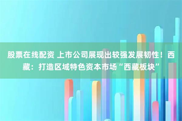 股票在线配资 上市公司展现出较强发展韧性！西藏：打造区域特色资本市场“西藏板块”